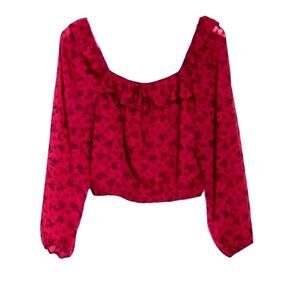 Trixxi burgundy peasant ruffle blouse XL